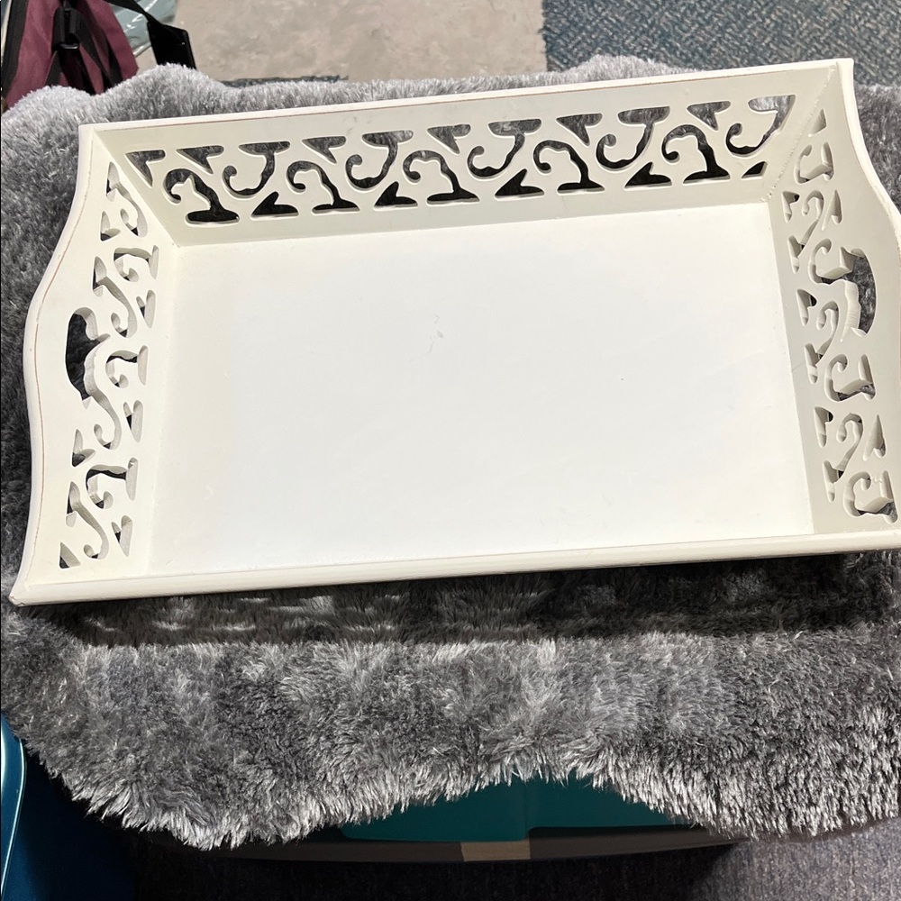 Chic vintage wood Cutout Design Tray